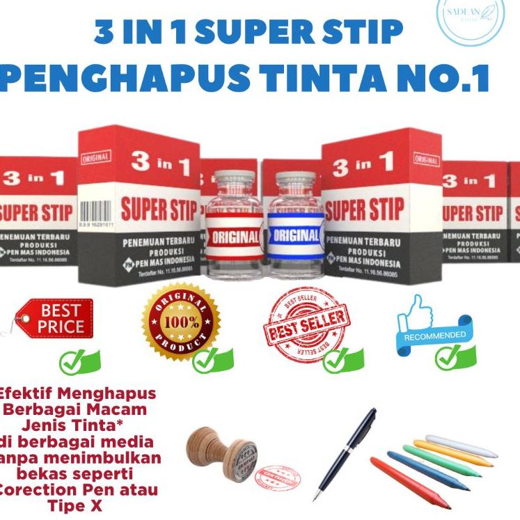 

Tidak Diragukan.. PENGHAPUS TINTA 3 IN 1 SUPER STIP