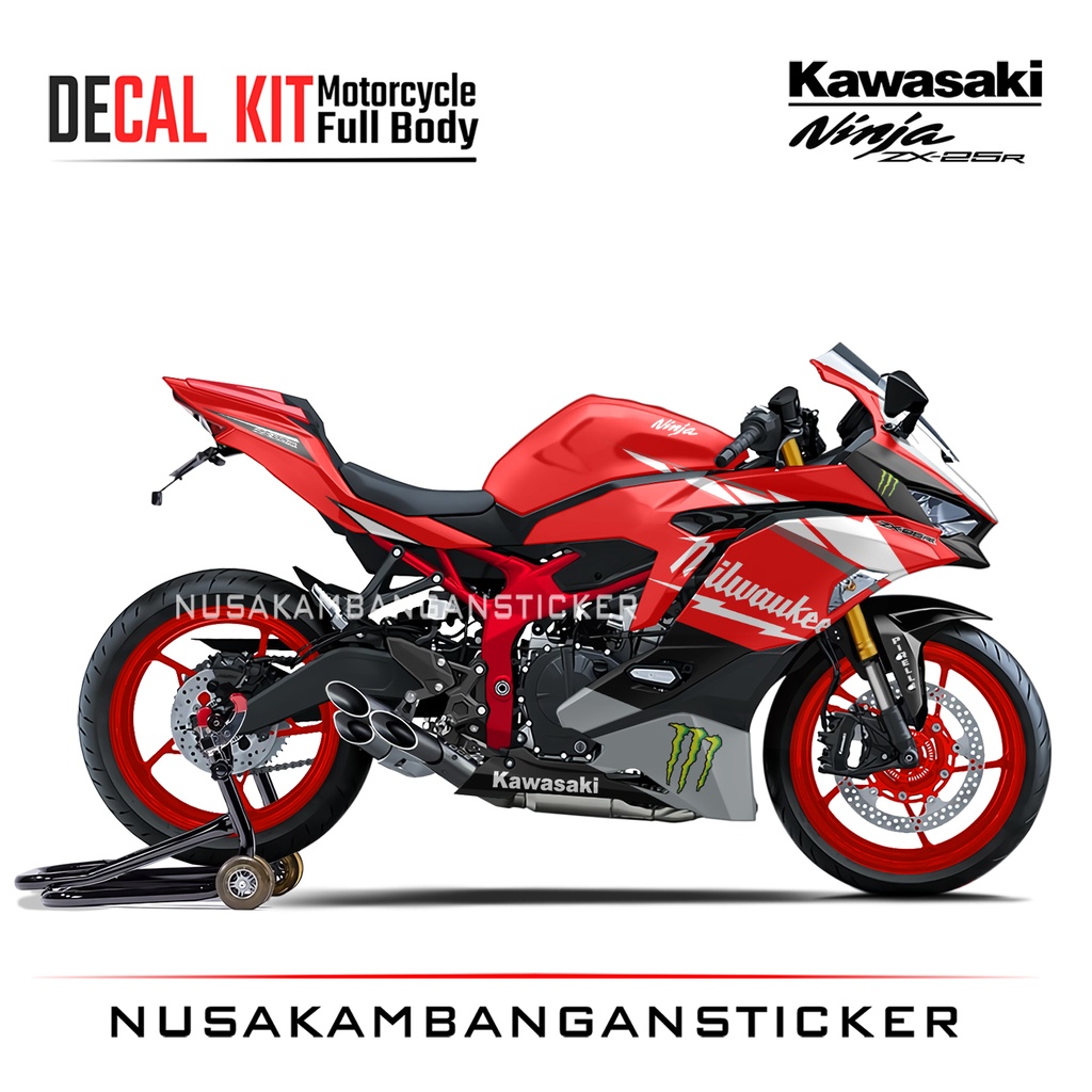 Stiker Ninja ZX25R Milwauke Merah