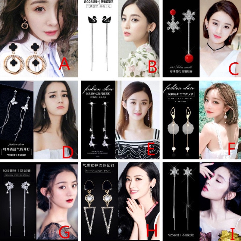 Roselife 1 Pasang Anting Tusuk Gantung Wanita Bahan Sterling Silver 925 Desain Kupu-Kupu + Hati Untuk Pesta