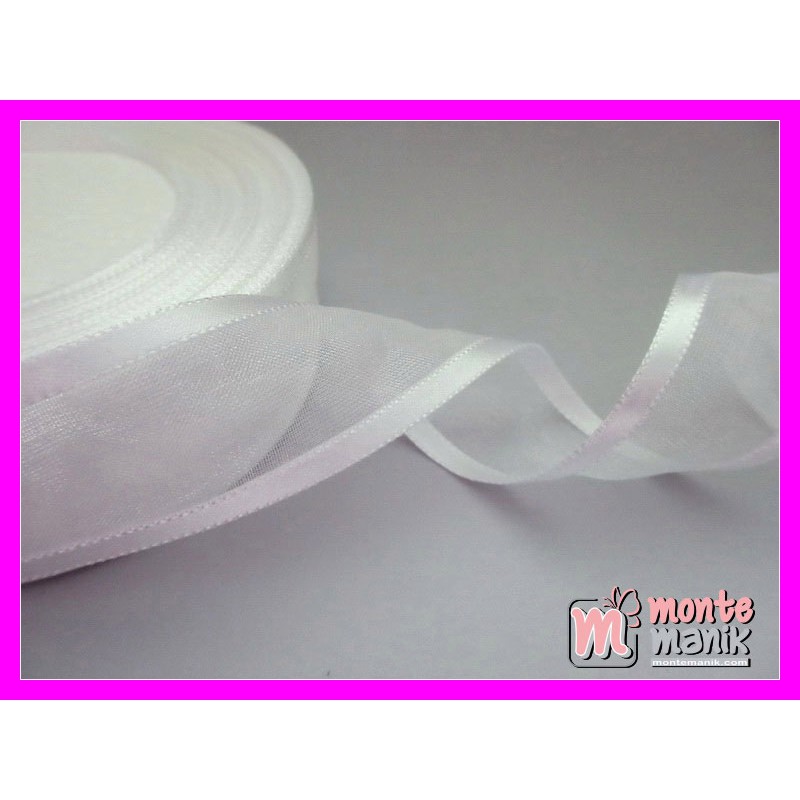 Pita Organdie List Satin Putih 2,5 cm (PITA-168) Bando Polos
