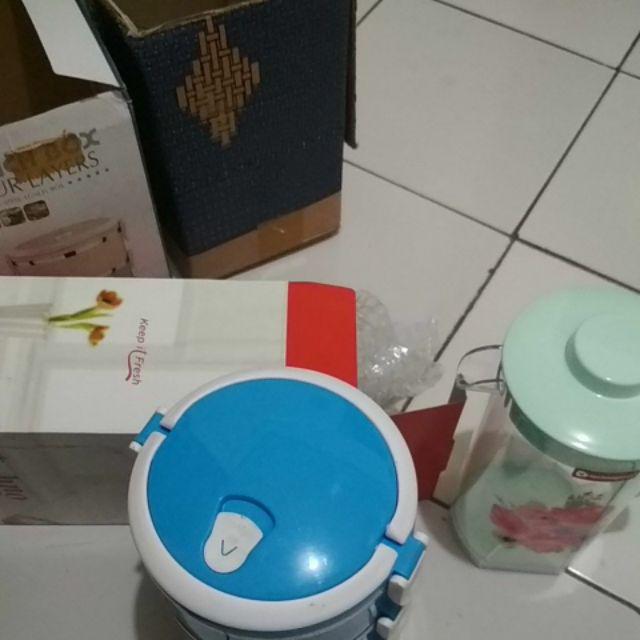 Lunch Box 4 / Rantang Susun 4 Stainless Bekal Kotak Makan Warna Polos Murah Bagus