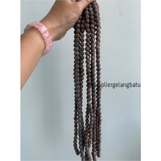 bahan ryolite jasper kokah coklat 10mm renceng batu akik gelang kalung