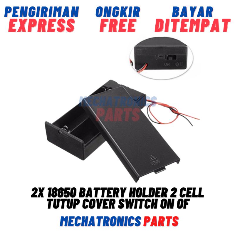 [SOC-9138] 18650 BATTERY HOLDER BATRAI BOX TEMPAT 2 CELL TUTUP COVER SWITCH ON OF