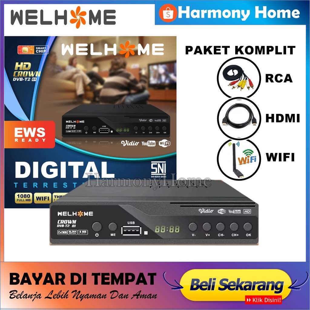 Set Topbox Tv Digital Welhome DVB T2 EWS UHF HD set topbox tv analog ke digital / set topbox tv digital untuk tv tabung / stb tv digital murah / set box tv digital murah / set box tv digital / set top box tv Bisa Youtube BAYAR DITEMPAT GRATIS ONGKIR