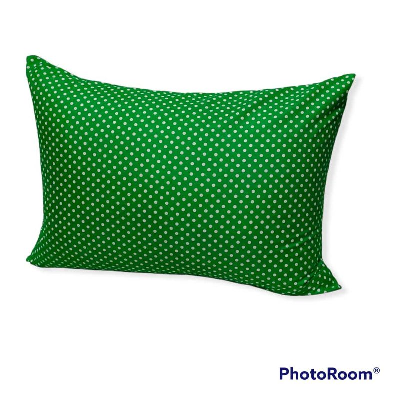Sarung bantal tidur motif polkadot bahan MIKROTEX model pake RISLETING