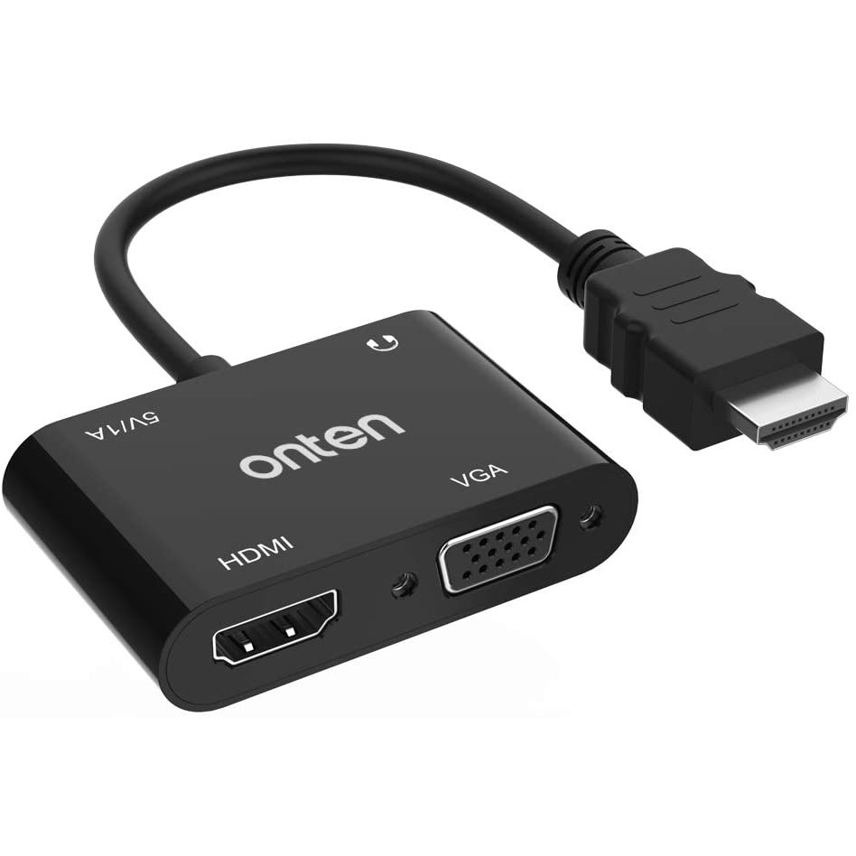 ONTEN OTN-5165HV - HDMI to HDMI and VGA Adapter with Audio - Adapter Converter dari HDMI ke HDMI dan VGA + Audio Port 3.5mm