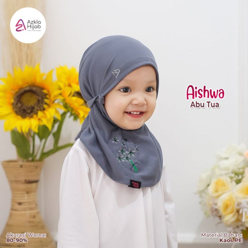 Aishwa || size SS (size 1) jilbab anak / bayi || usia 0 bulan - 6 bulan new azkia hijab-Abu tua