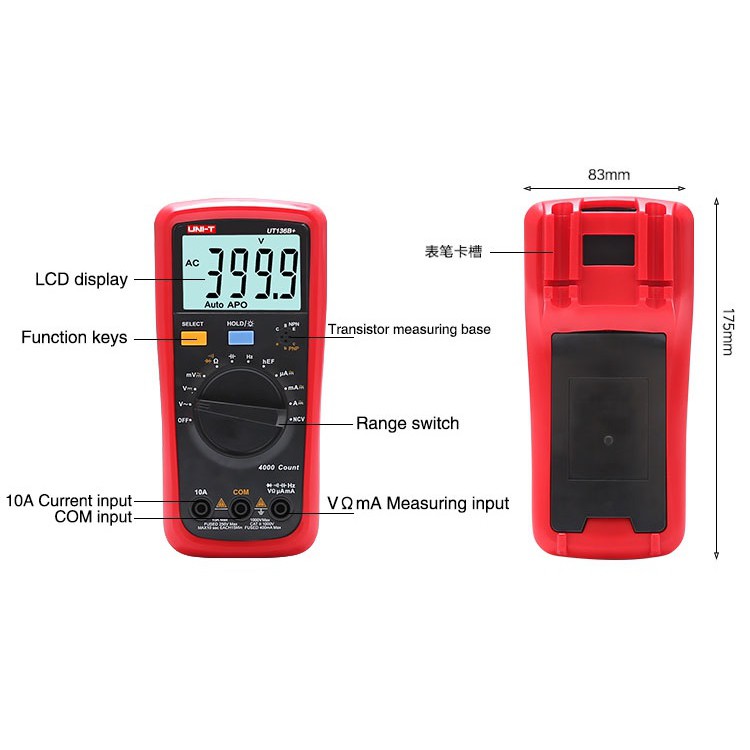 UNI-T UT136B PLUS - Auto Range Multimeter Multitester LCD Display