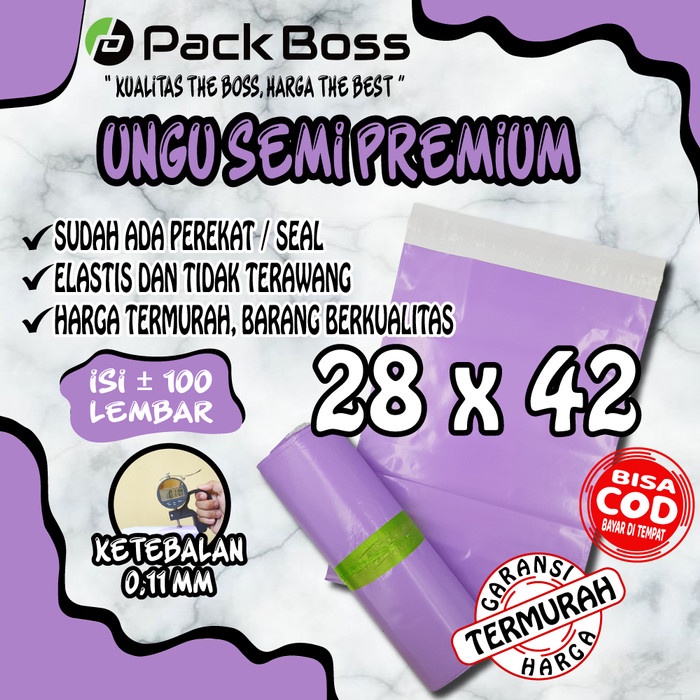 

Aman 28X42 Ungu Semi Premium Polymailer Packaging Online Ada Perekat Trendi