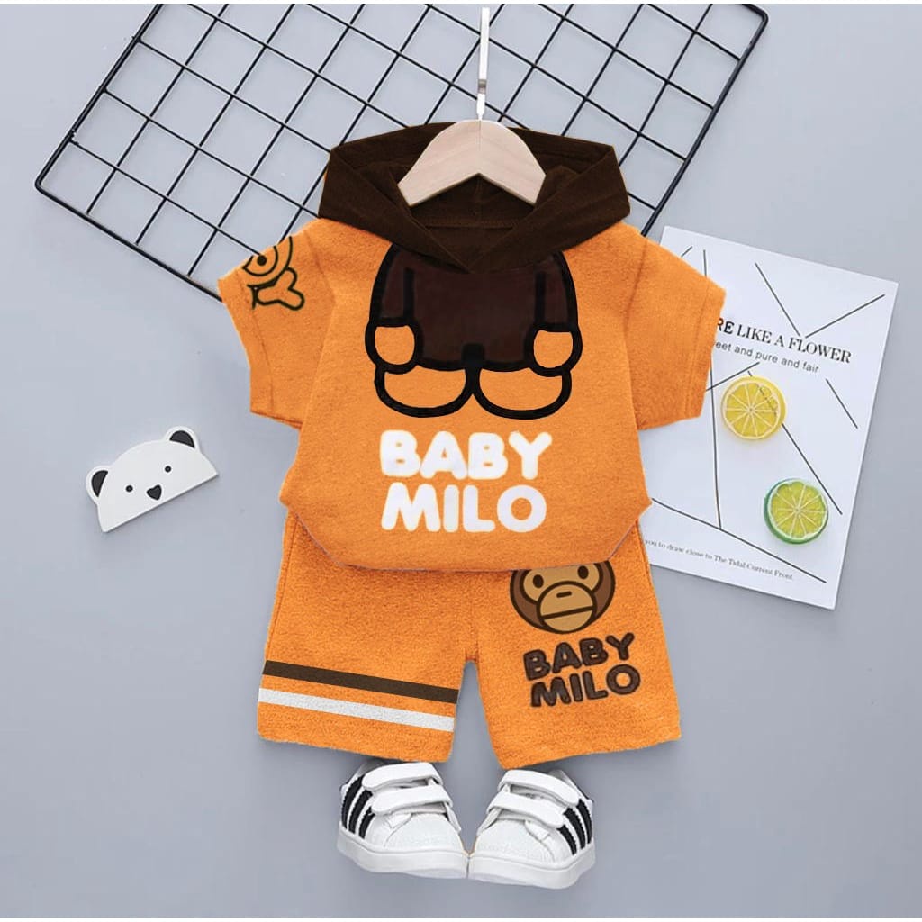 PROMO SETELAN BAJU ANAK HOODIE MOTIF BABYY MILLO 1-5 TAHUN