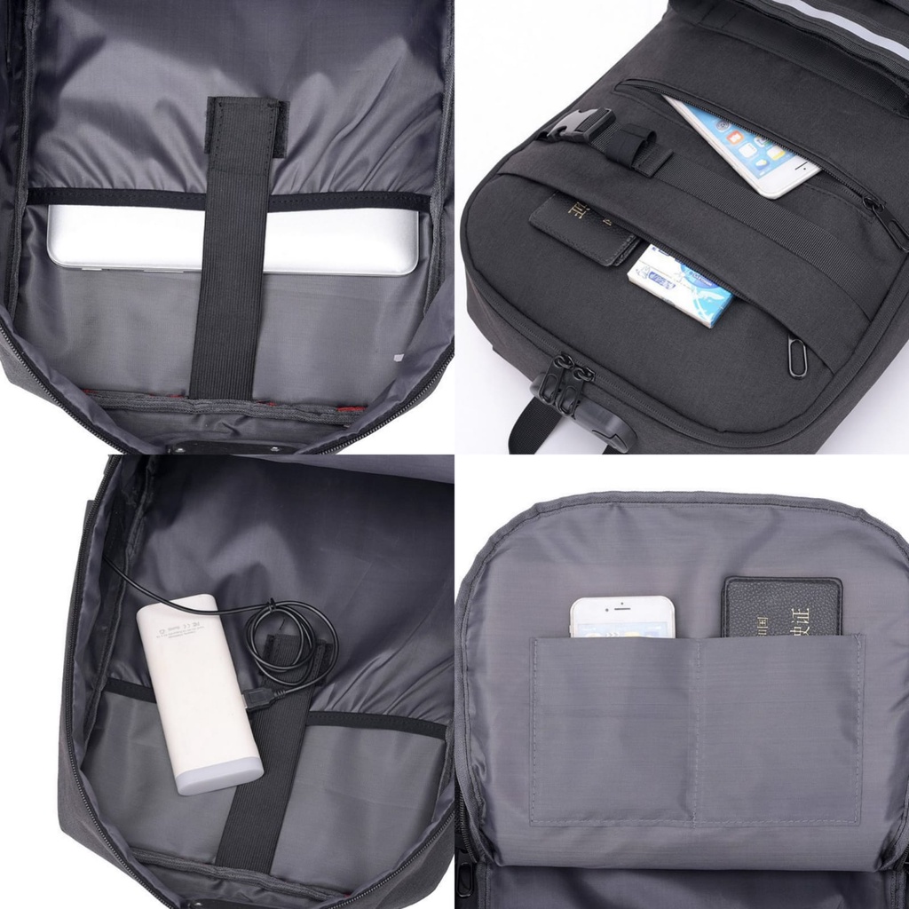 TAS RANSEL PRIA KANVAS BACKPACK BESAR USB PORT CHARGER HITAM ALCAN TA544B5 GENDONG PUNGGUNG MURAH KULIAH KERJA SEKOLAH COWOK KEKINIAN IMPORT BATAM PREMIUM