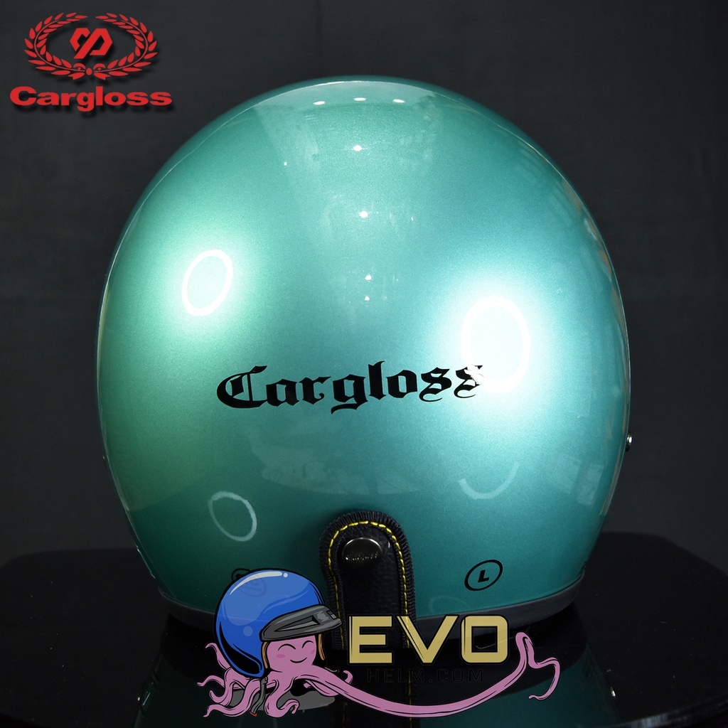 HELM CARGLOSS ORIGINAL CFM RETRO ARMY HALF FACE - HIJAU TOSCA / JZ GREEN + KACA DATAR