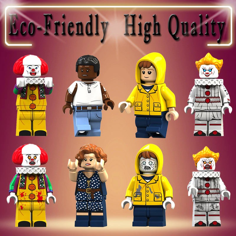Mainan Lego Halloween Horror Movie Pennywise Clown George Beverly Chosen Jacobs action Figures