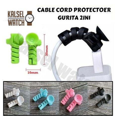 Pelindung Ujung Kabel 2in1 Kabel Protector Proterctor Proteksi Pelindung Ujung Kabel Data HP Handphone Bisa Tempel Di Dinding Spiral Silikon Cable Saver Protector Cord Suction Cup Gurita Clip Temple HP35