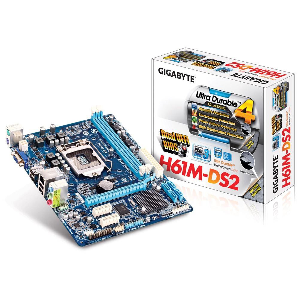 MOTHERBOARD GIGABYTE GA-H61M-DS2 (LGA 1155, DDR3, USB2.0, SATA3, VGA) - Mainboard