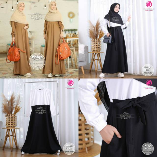 GAMIS DINAS PNS MAHYA KHAKI DAN HITAM PUTIH FANIA HIJAB/SERAGAM PEMDA/PAKAIAN PDH/BUSUI SYARI TOYOBO
