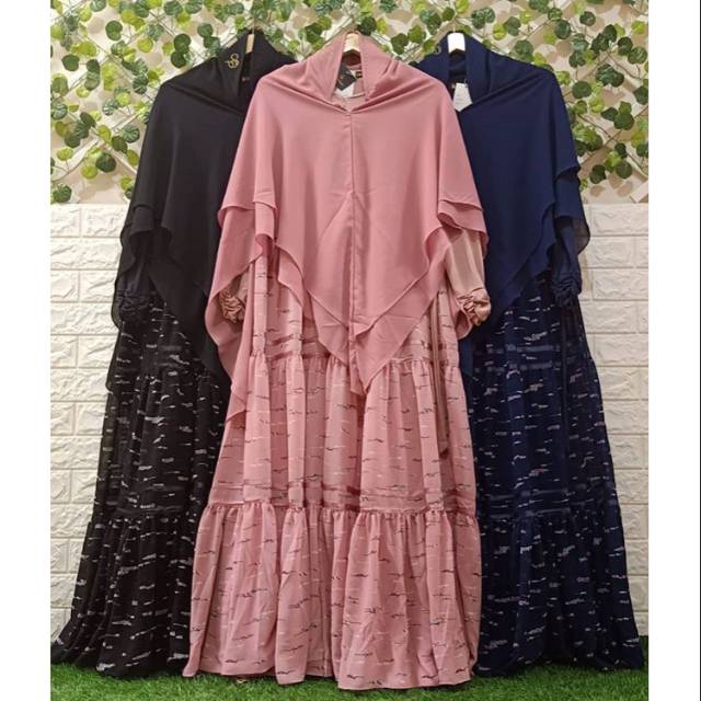 Set syar'i ORI brand LUBNA Ceruty printing premium