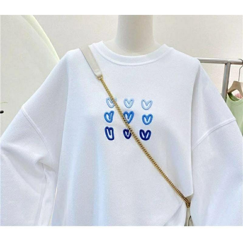 CREWNECK WANITA NINE LITTLE LOVE BORDIR / ATASAN WANITA ALA KOREA / SWEATER LUCU FLEECE TEBAL LEMBUT TERBARU'