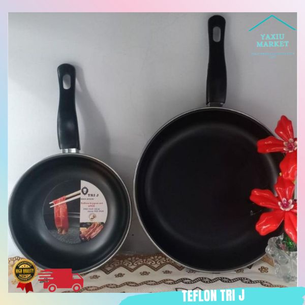 TEFLON SET FRYPAN SET TRI J WARNA Panci Wajan penggorengan 1 set isi 2