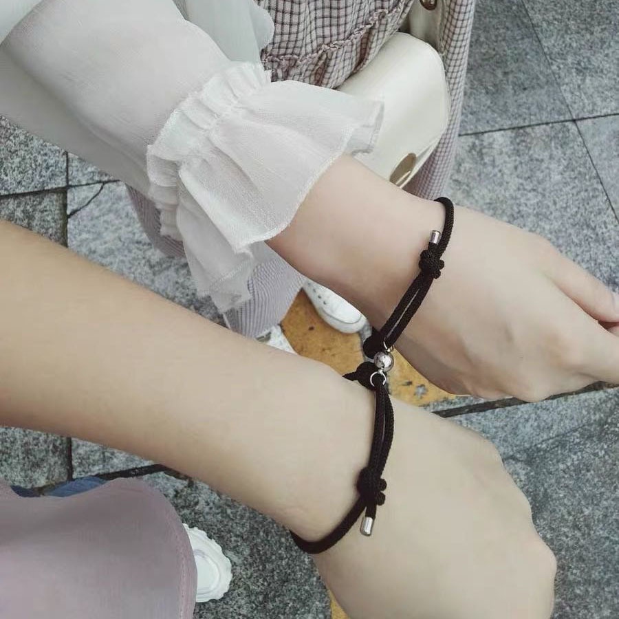 2pcs Gelang Magnetik Bahan Kulit Untuk Pasangan