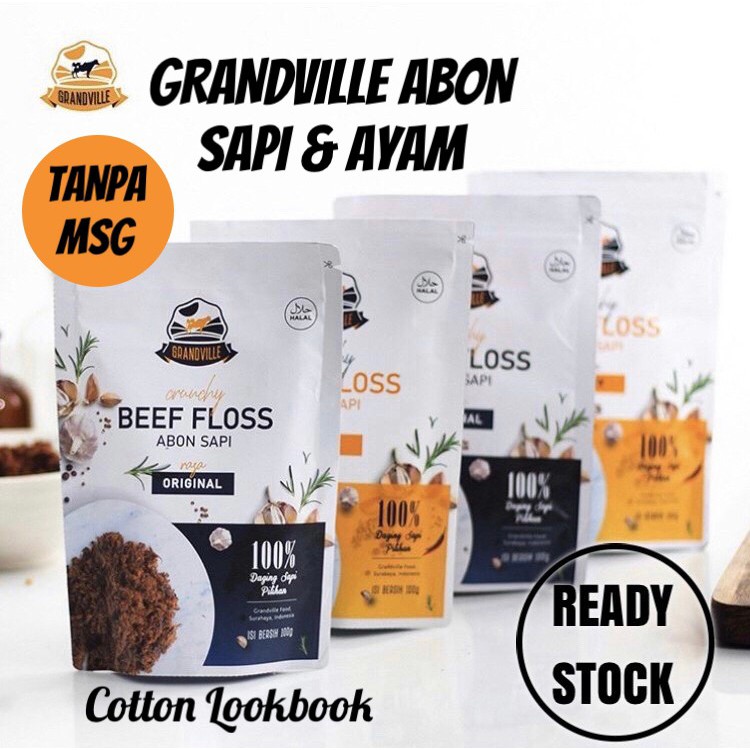 GRANDVILLE ABON SAPI &amp; AYAM 100gram / Bumboo Abon Sapi &amp; Ayam 100gram / Abon Anak Bayi Grand Ville Beef floss / Chicken floss / Bumboo Kaldu Jamur Ayam Sapi dan Keju bubuk