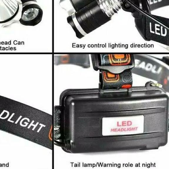 ➯ Senter Kepala Led Cree XM-L T6 3Mata 5000Lumens / Headlamp Cree 3mode 2800 ➲