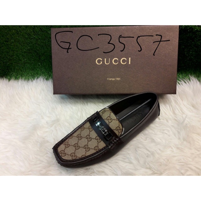 SEPATU LOAFERS PRIA FASHION MURAH KULIT ASLI - GUCCI - COFFEE