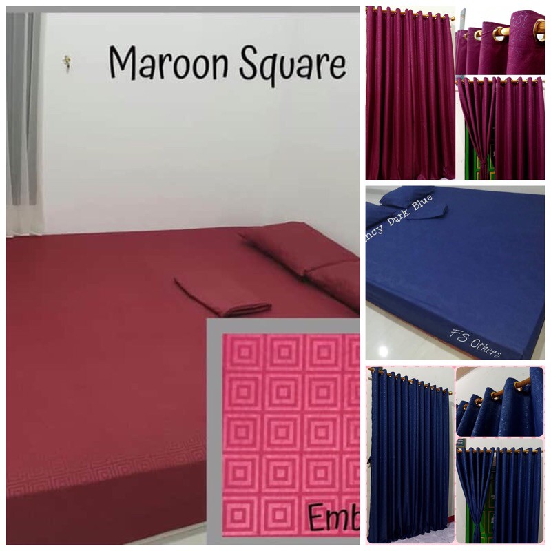 SET GORDEN SPREI COUPLE MOTIF EMBOS SEPREI UKUR 180X200 DAN GORDEN SMOKRING 12 RING UKUR 135 x 220