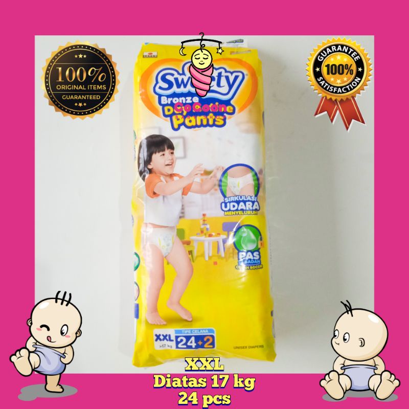 Popok Bayi Sweety Bronze XXL24 XXL 24 Pants Tipe Celana