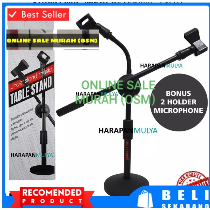 ORIGINAL beyermic stand mic kaki bulat bundar bulet holder standing microphone lantai mik penyangga mic universal mikrophone tiang pegangan tripod asli  Bisa segala MIC Stand Mic Meja BEYERMIC TS-10 kaki bulat besi tinggi 35-60 cm 2 holder mic