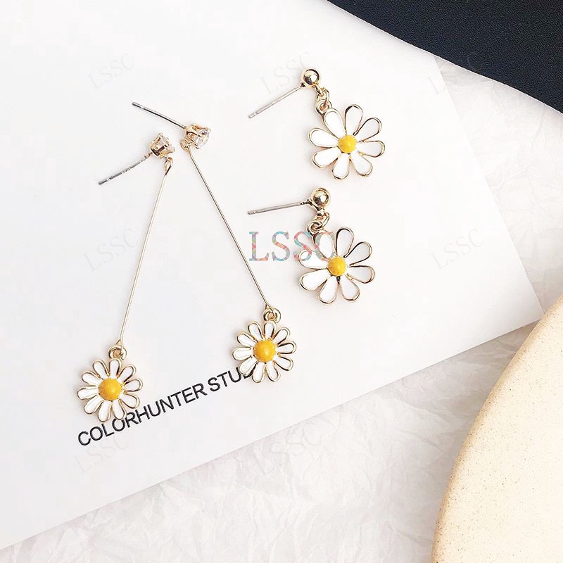 [Bayar Di Tempat] 2021 Korea Mode Bunga Daisy Anting Panjang Untuk Wanita Flower Earrings