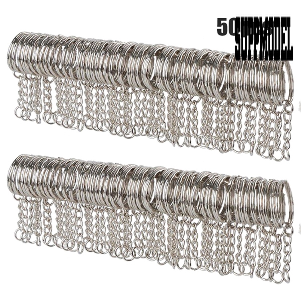 &lt; Suppmodel &gt; 50Pcs / Set Gantungan Kunci Kosong Bahan Metal Ukuran 25mm