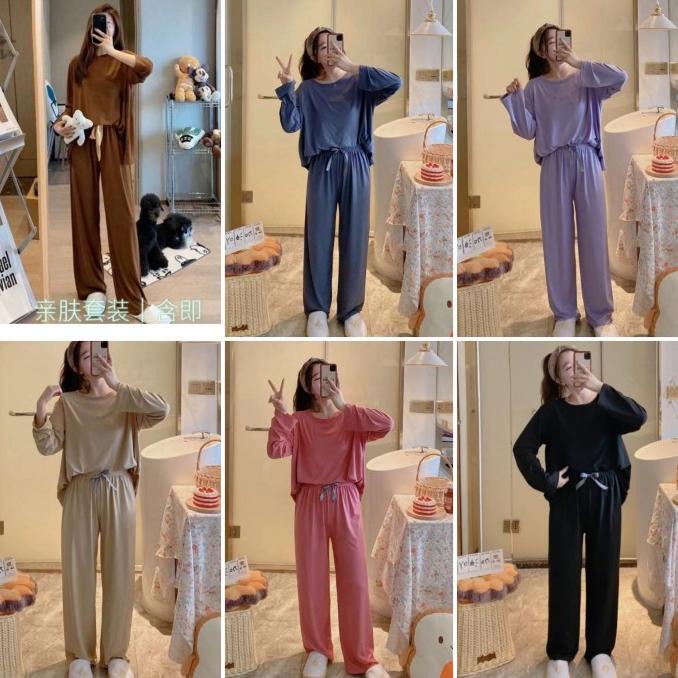 Baju Tidur Piyama Import Wanita Korea Pp Polos Mnc