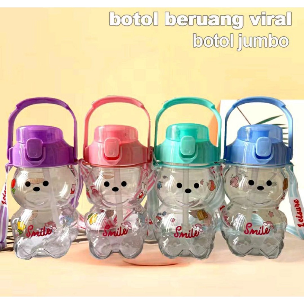 BOTOL MINUM ANAK BOTOL GEMOY 1.3LITER BOTOL GRADASI BOTOL BERUANG FREE STIKER DAN PACKING BUBBLE FBL