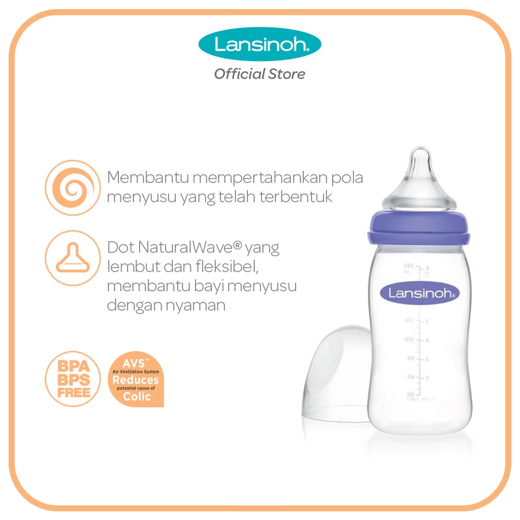 Lansinoh Feeding Bottle With NaturalWave Teat - Botol Susu Anak Bayi - Bottle Wide Neck