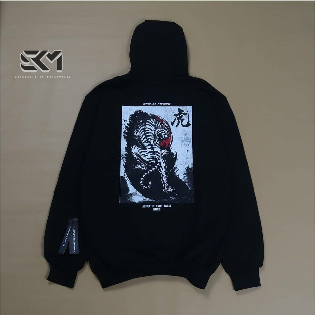 Jaket SKM Sweater Distro Original Shikat Miring Tiger Logo Bordir Hoodie Original