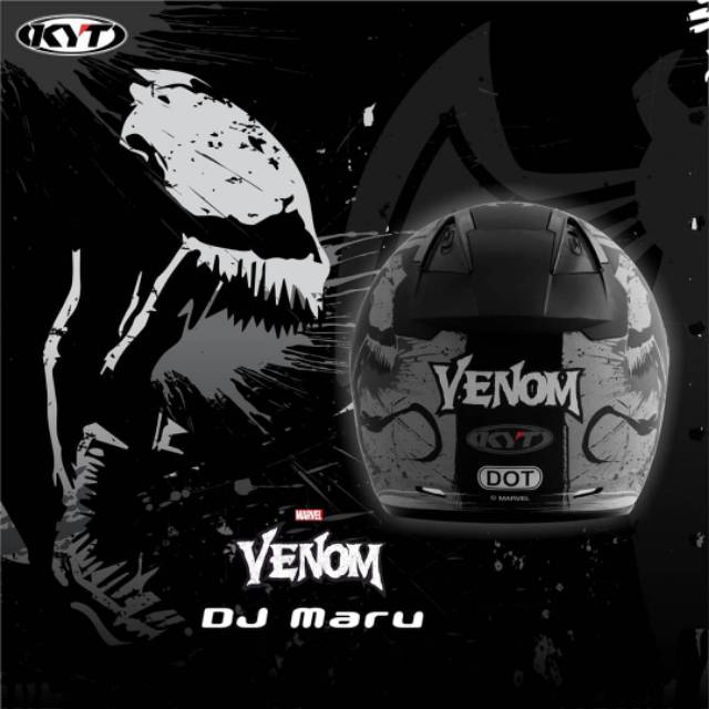 HELM KYT DJ MARU VENOM BLACK DOFF HELM KYT DJMARU HITAM DOFF VENOM MARVEL EDITION MURAH ORIGINAL SNI-1