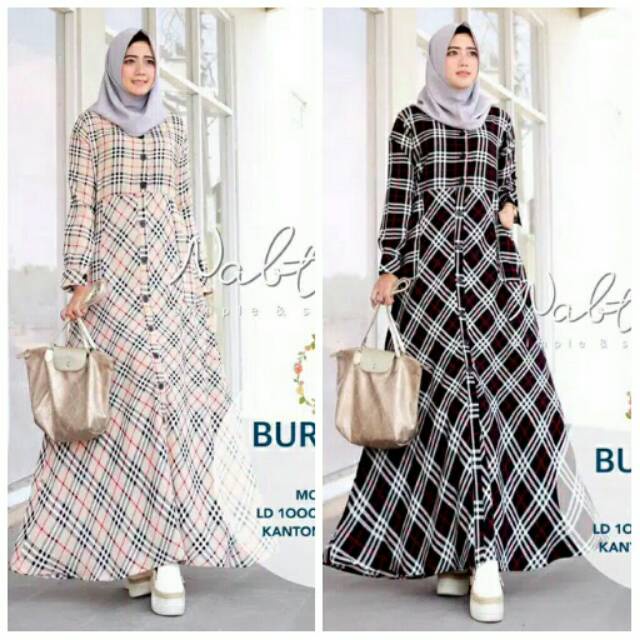 [COD] Hashiva - Dress Dewasa Plaid Monalisa Gamis Kotak Kotak Kancing Depan M/L/XL/XXL