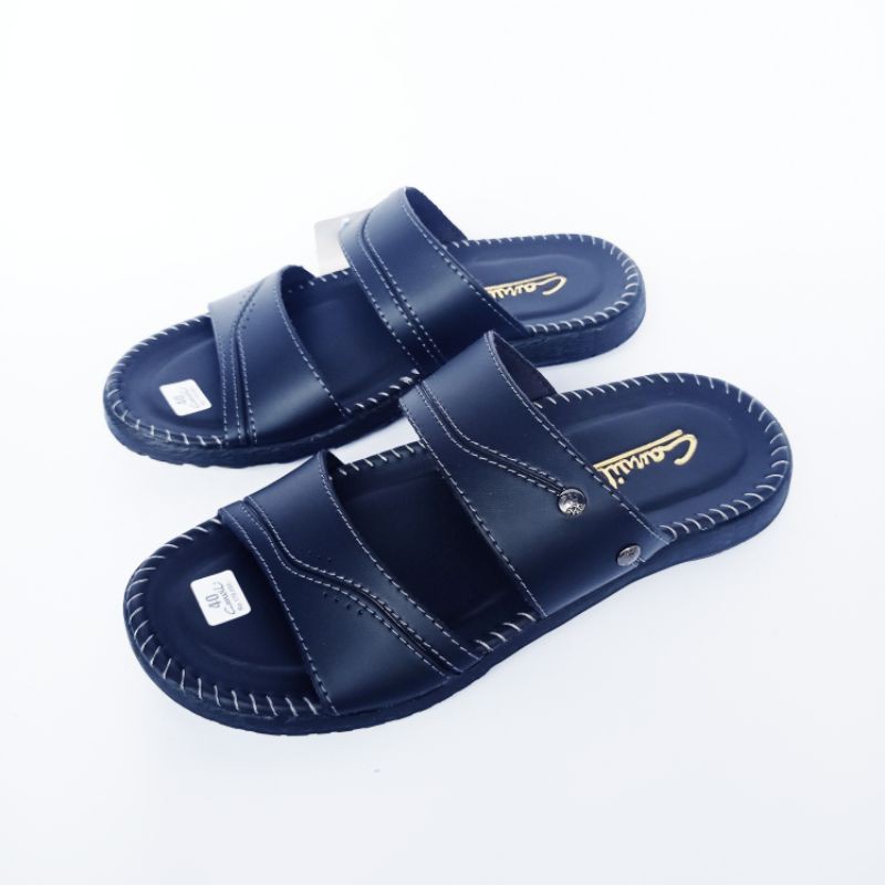 Sandal Slop Canvil Pria Kulit Berkualitas | Sandal Ori | Sandal Casual
