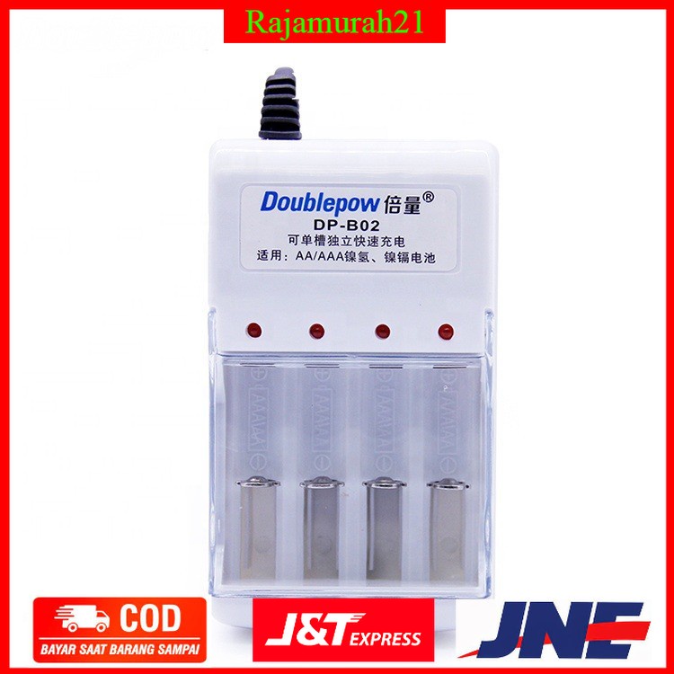 DOUBLEPOW Charger Baterai 4 Slots for AA/AAA Ni-MH Ni-CD - DP-B02 - White - S3AD0LWH