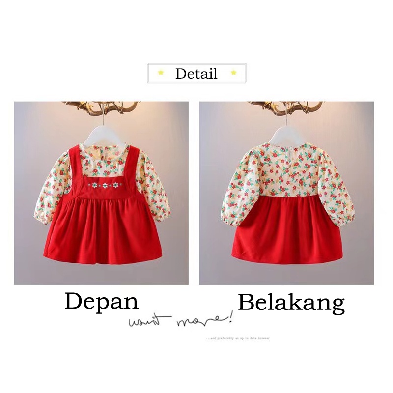 【Happy Baby】0- 4Tahun QZ-56 Baju Dress anak setelan Lucu style Rompi Lengket4）