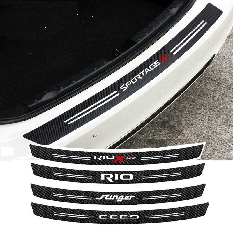 1pc Stiker Pelindung Bumper Belakang Mobil Bahan Carbon Fiber Untuk Kia Rio Xline Sportage R Stinger Venga Ceed Picanto