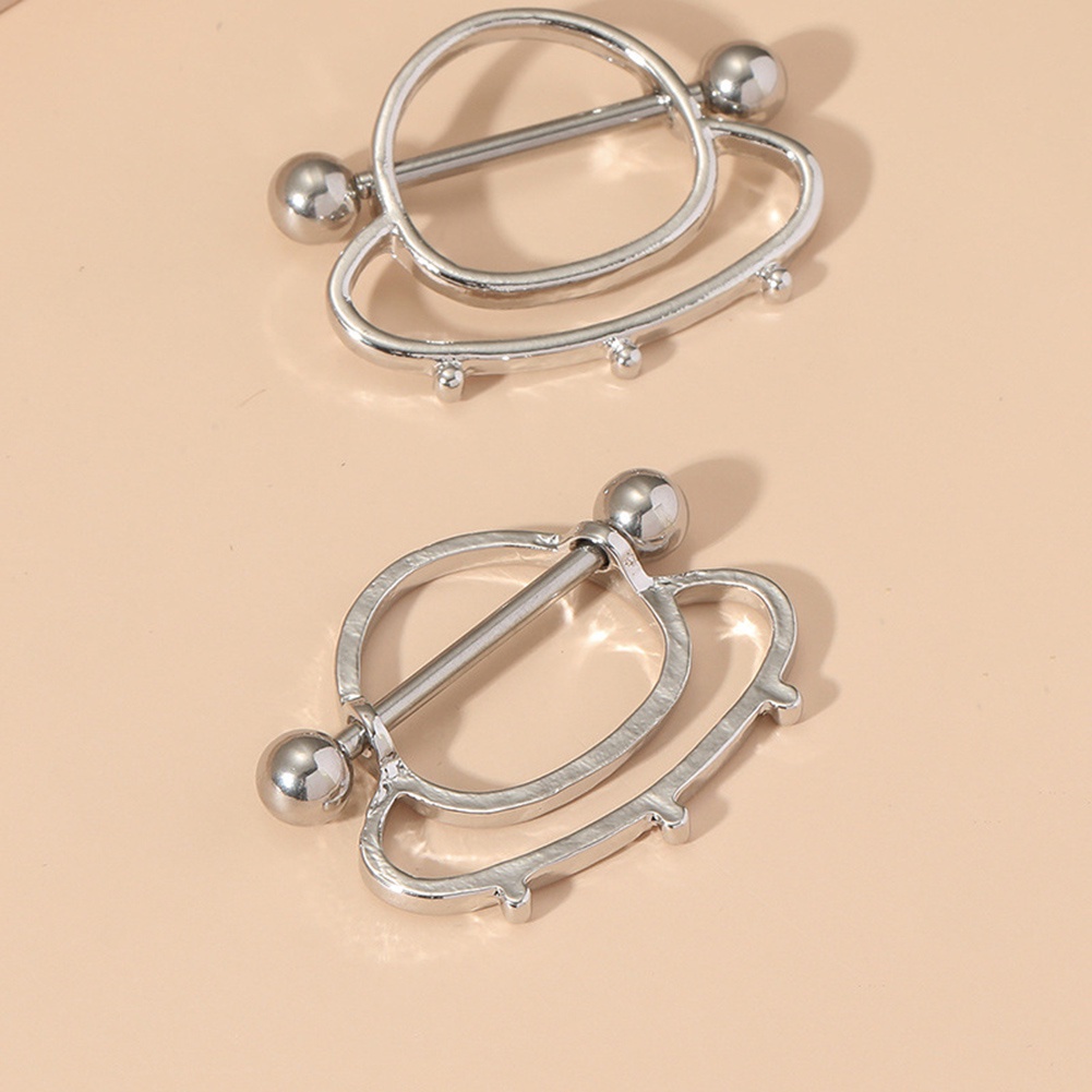 1 Pasang Anting Tindik Puting Bentuk Hati / Bunga Bahan Stainless Steel Untuk Wanita