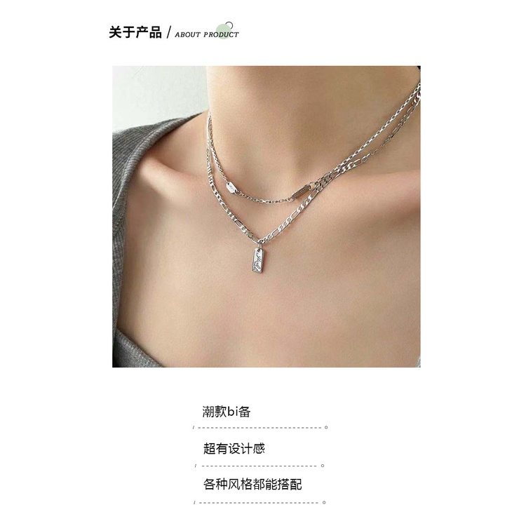 Jepang dan Korea gaya double-layer square liontin kalung untuk wanita in Trendi temperamental, seder