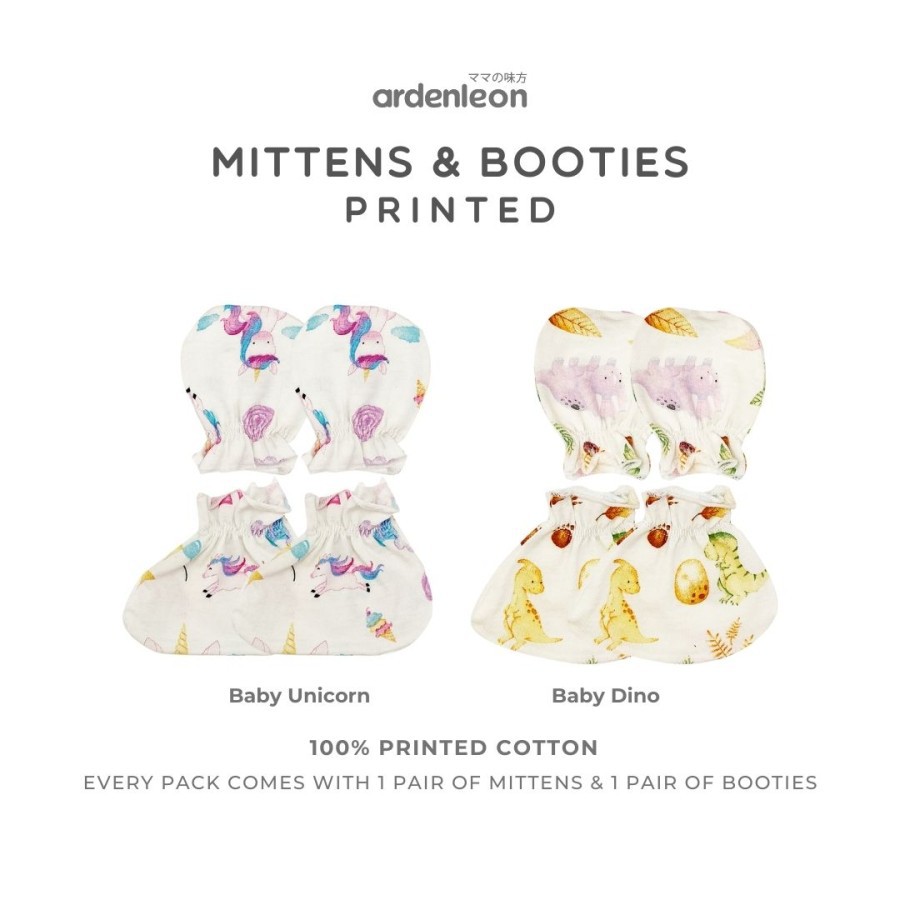 Arden &amp; Leon Mitten &amp; Booties PRINTED/ POLOS / Sarung Tangan Kaki / STK (1 pasang)