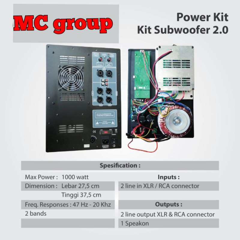 Power kit mesin aktif SUBWOOFER 1000 watt High Quality