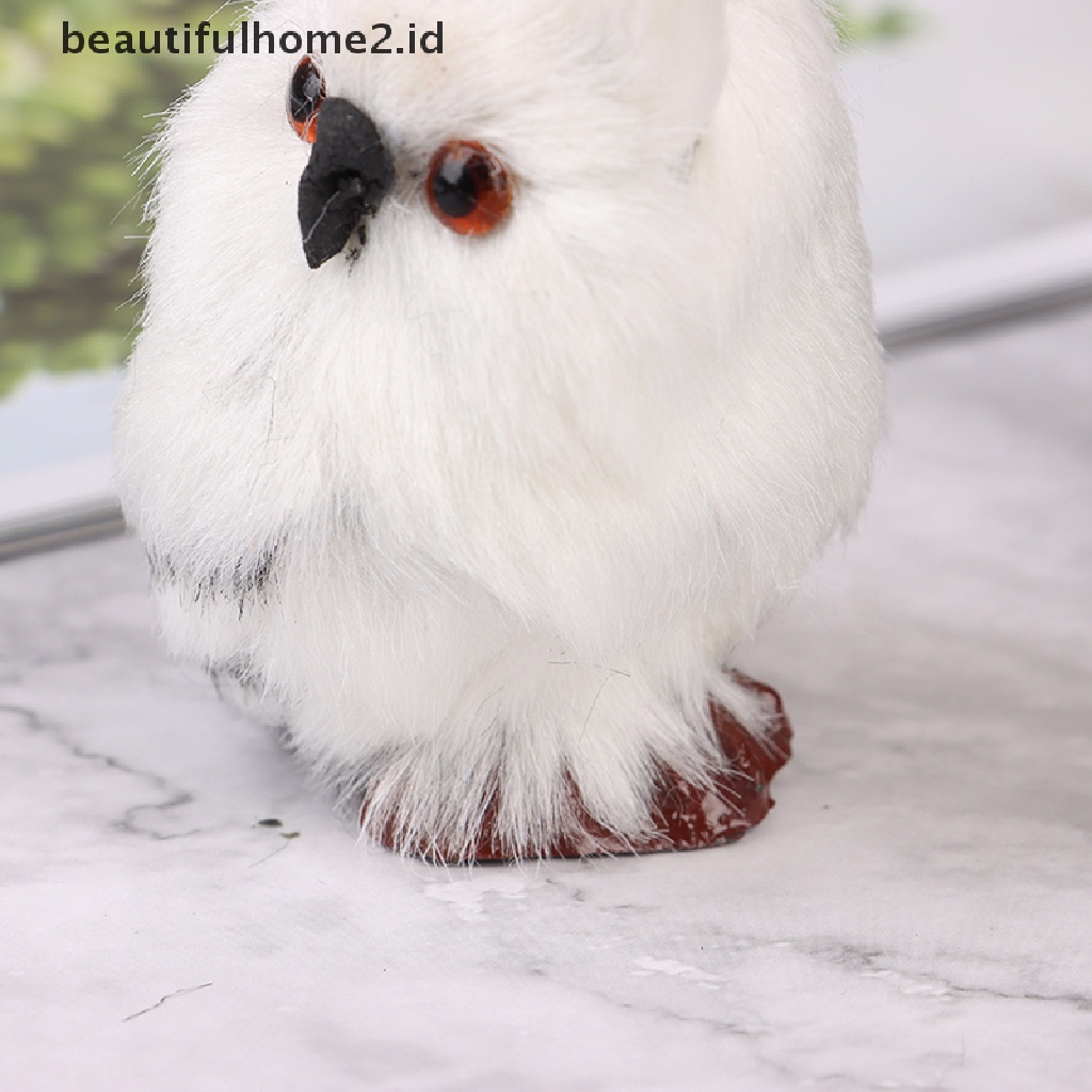 (Beautifulhome2.Id) Leuke Hiasan Burung Hantu Berbulu Warna Hitam / Putih Untuk Dekorasi