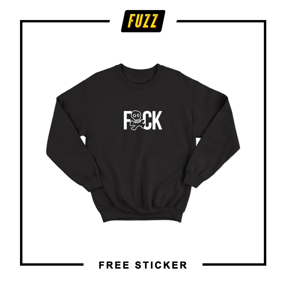 Crewneck Distro Fuck Sweater Bahan Katun Fleece Sweatshirt Pria Dan Wanita Tebal