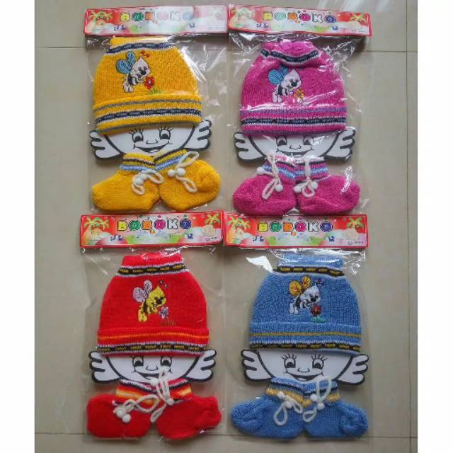 TOPI SET SEPATU BAYI RAJUT BOBOKO-TOPI SEPATU SET RAJUT BOBOKO-TOPI SWPATU BOBOKO-SET TOPI SEPATU