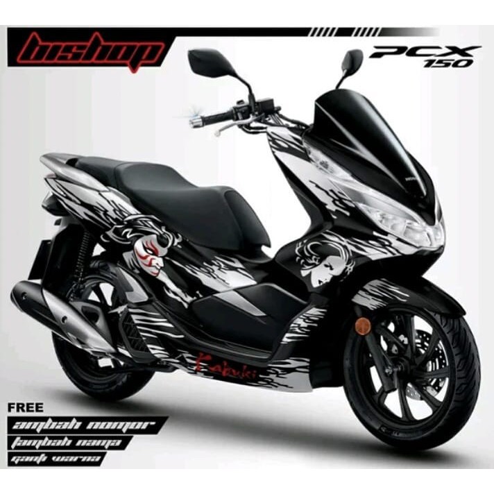 Sticker decal full body Honda PCX Karakter Hitam Putih
